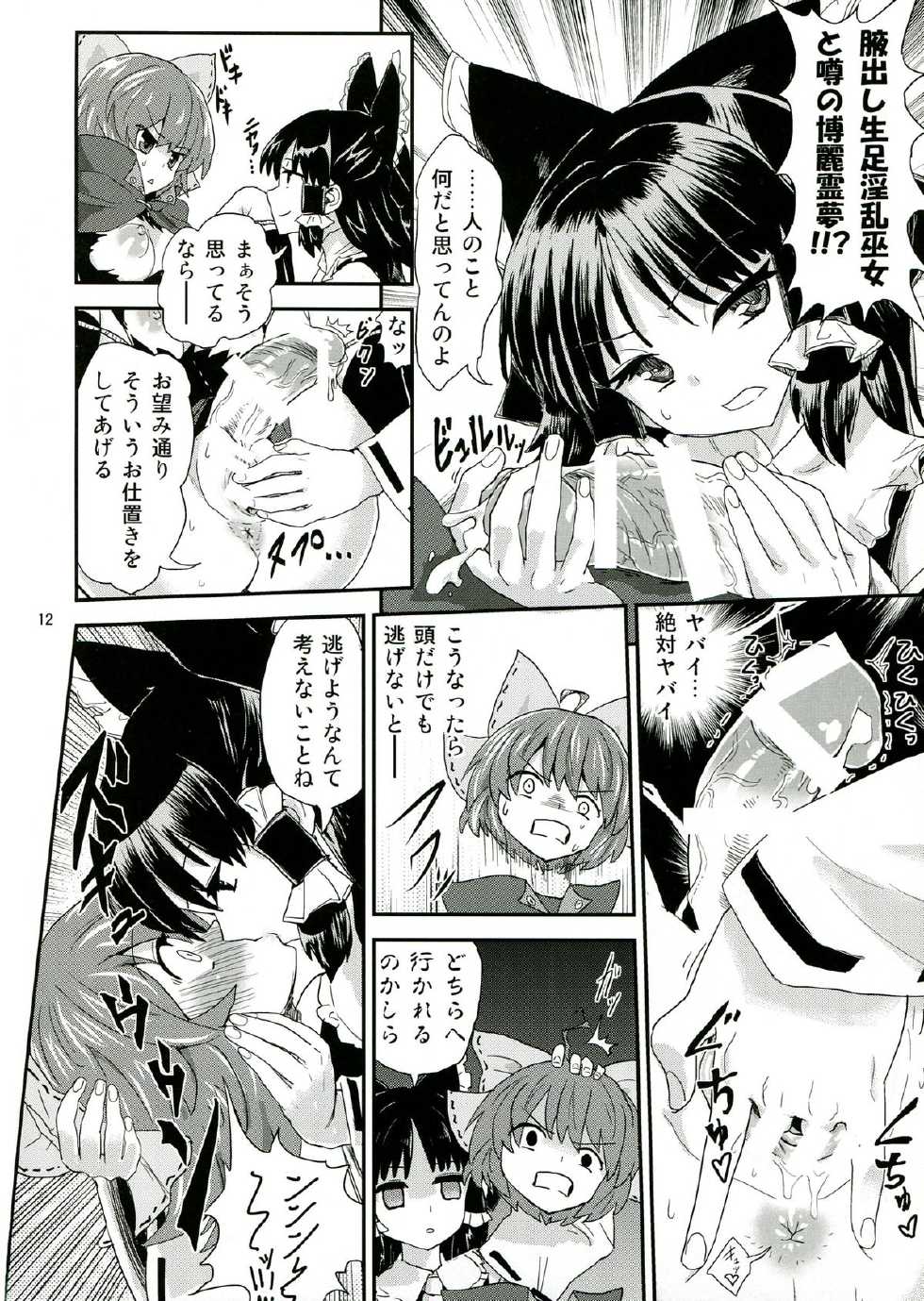 (C85) [Konnyaku Nabe, Mayu Tomato, Hysteric Typhoon (magifuro Konnyaku, Pato-chan, Hosoi Kouzou)] Touhou Futanari Tokubetsu Keihou (Touhou Project) - Page 12