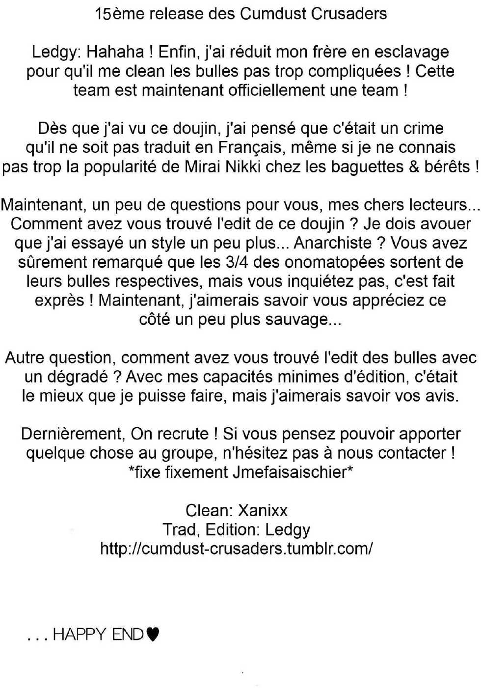 (C81) [Crazy9 (Ichitaka)] Yuki Yuno Ai no Mirai Nikki | Le Journal du Futur de l'Amour de Yuno et Yukki (Mirai Nikki) [French] [Cumdust Crusaders] - Page 32