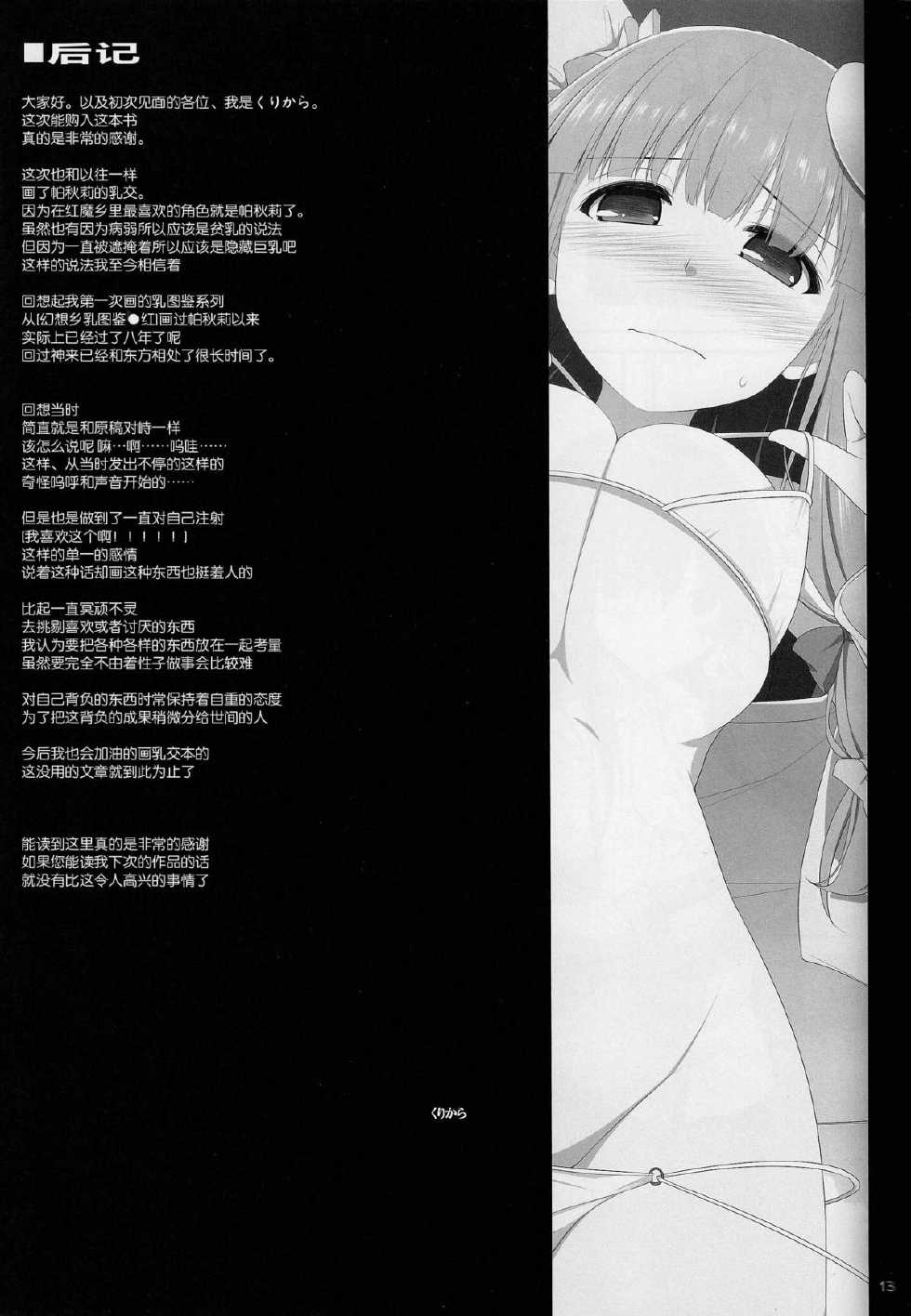 (Reitaisai 11) [TOYBOX, Kujira Logic (Kurikara, Kujiran)] Gensoukyou Chichi Zukan - Chi (Touhou Project) [Chinese] [CE家族社] - Page 13