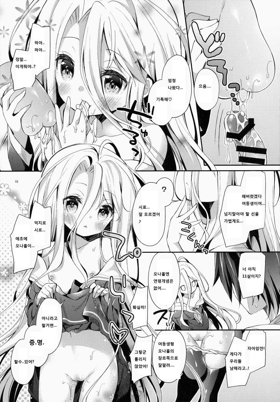 (C86) [Cocoa Holic (Yuizaki Kazuya)] "Shiro... Kyou kara Kodomo Onaho ni, Naru" (No Game No Life) [Korean] - Page 9