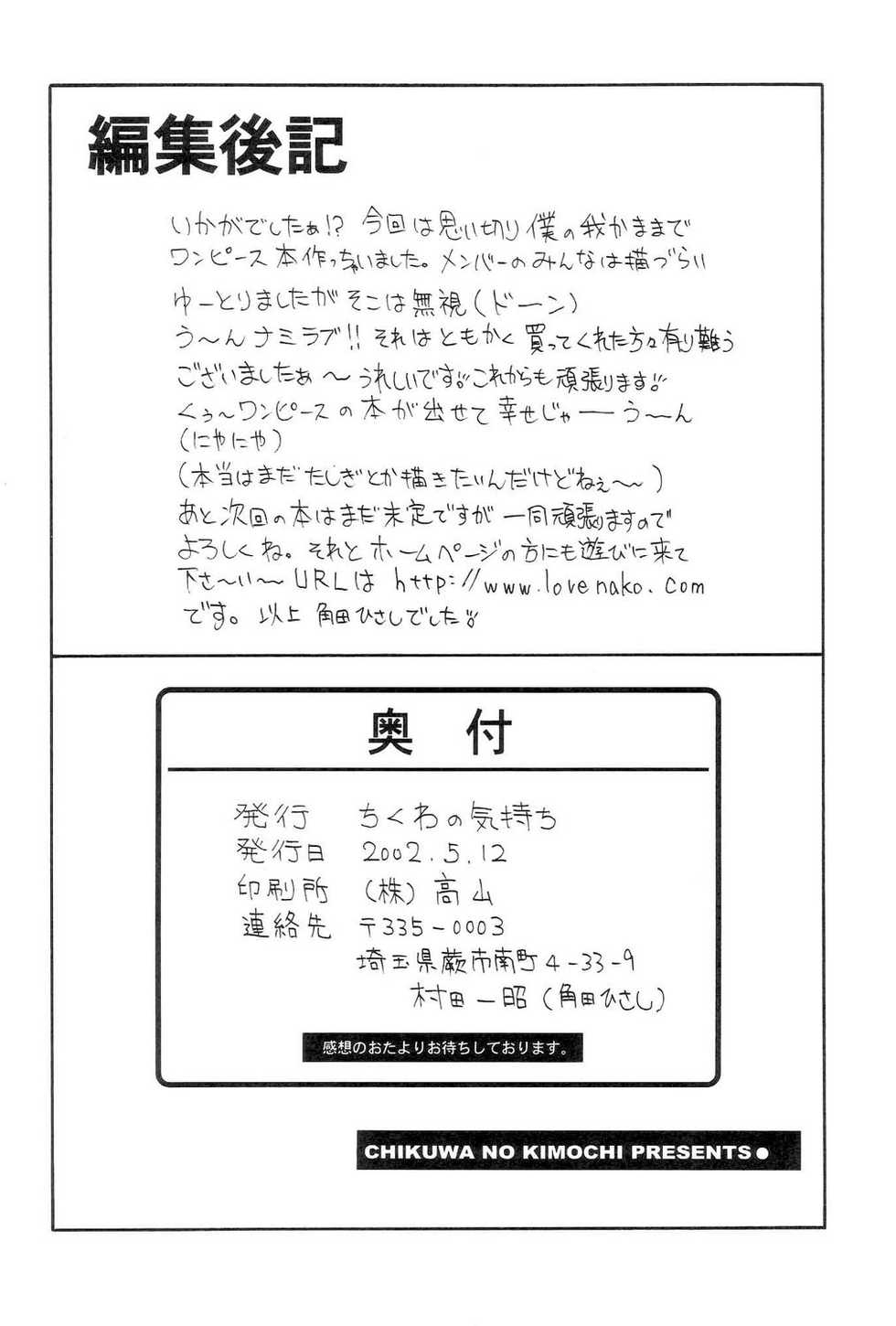(CR31) [Chikuwano Kimochi (Kadota Hisashi, Mirror Stage)] Kaizoku Joou (One Piece) - Page 25