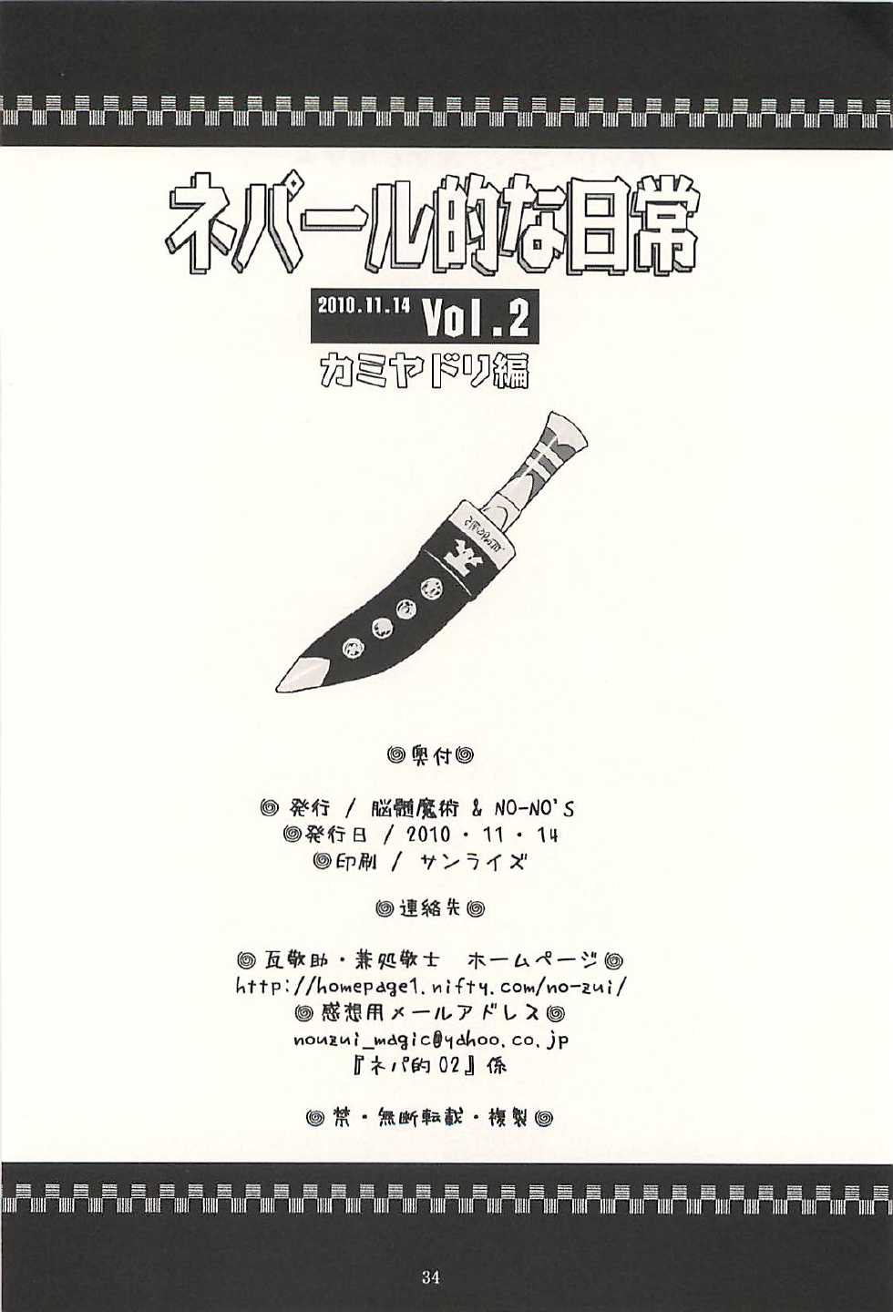 [NOUZUI MAJUTSU, NO-NO'S (Kawara Keisuke, Kanesada Keishi)] Nepal tekina nichijou Vol. 2 - Page 33