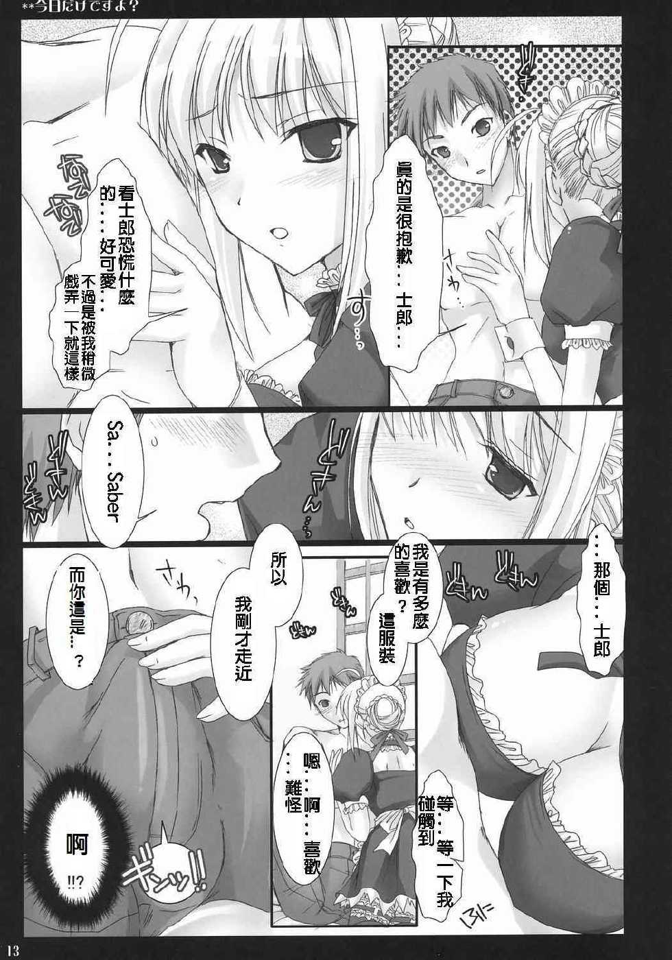 (C71) [UDON-YA (Kizuki Aruchu, ZAN)] Kyou dake desu yo? (Fate/hollow ataraxia) [Chinese] [ENEY漢化] - Page 12