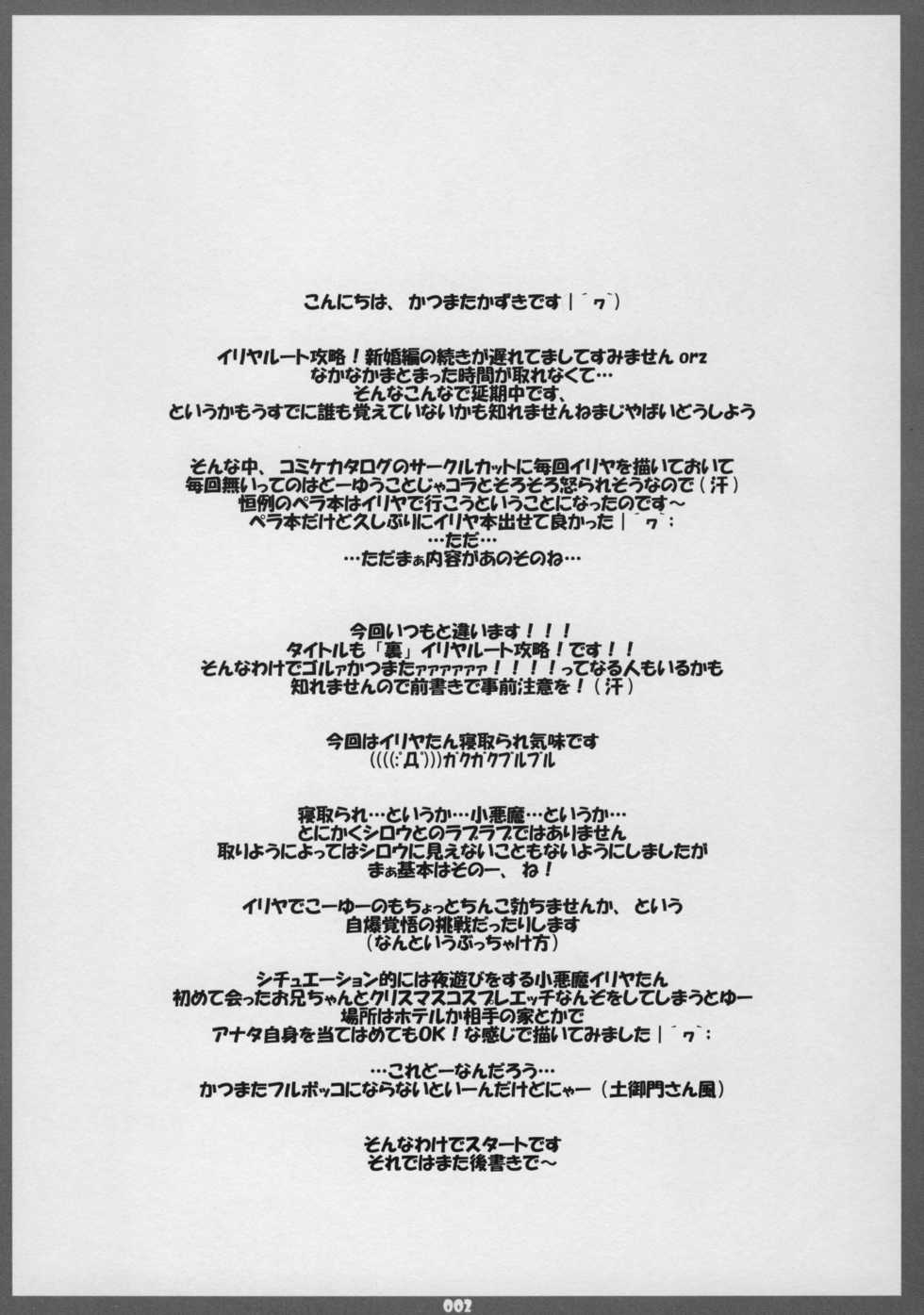 (C75) [THIRD BRAND (Katsumata Kazuki)] Ura Illya Route Kouryaku! Christmas Hen (Fate/stay night) - Page 2