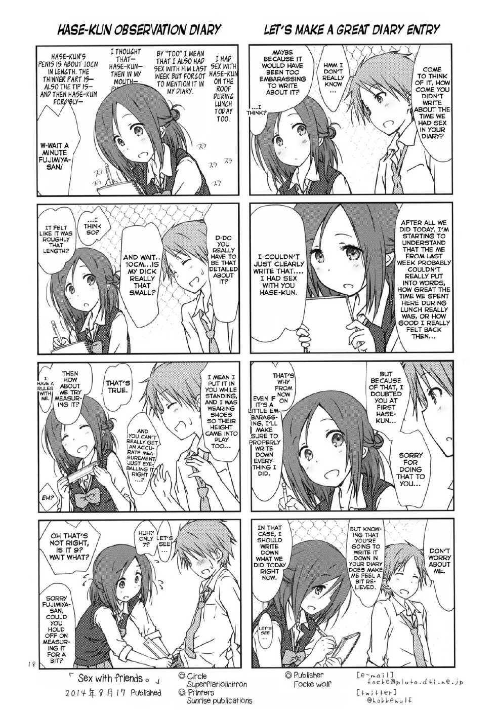 (C86) [Super Flat Lolinitron (Focke Wolf)] "Tomodachi to no Sex." (One Week Friends) [English] [WWW] - Page 17