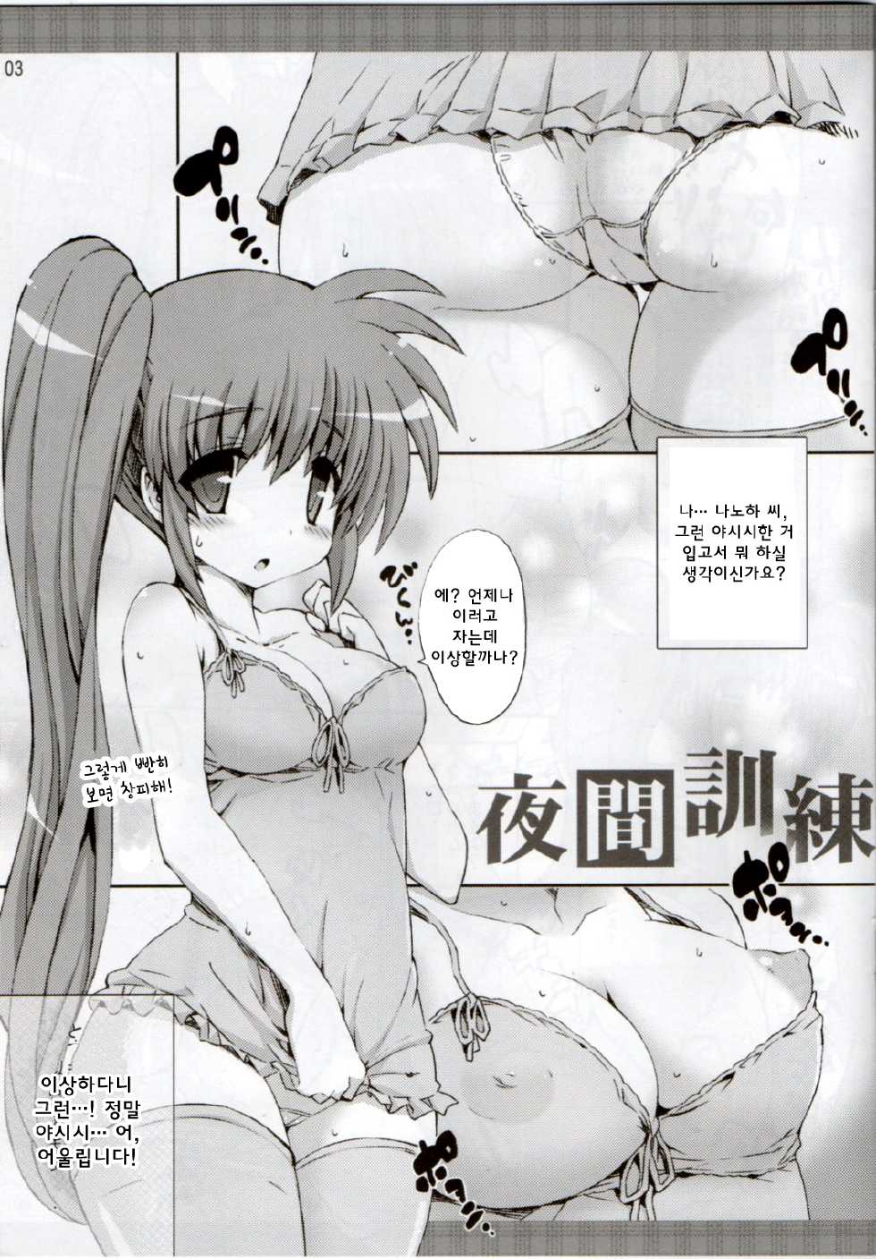(C83) [Gakushokutei (Watanohara)] Yakan Kunren 9.5 (Mahou Shoujo Lyrical Nanoha) [Korean] [WestVatican & LIberty Library] - Page 3
