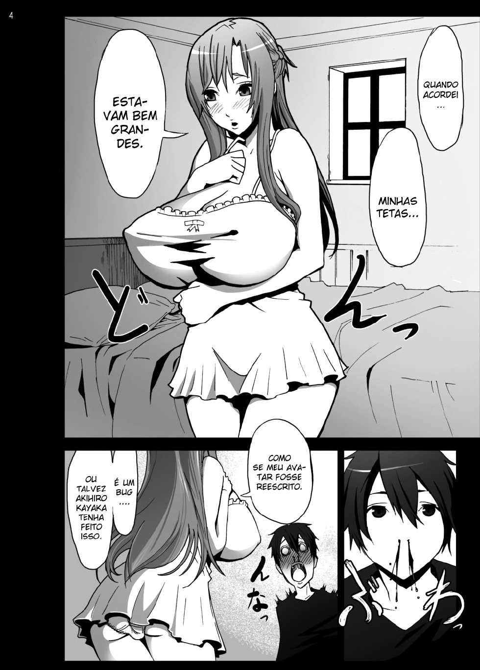 [Studio Nunchaku (Autumm)] Asuna o Bakunyuu ni Shite Mita (Sword Art Online) [Portuguese-BR] {Lobozero} [Digital] - Page 4
