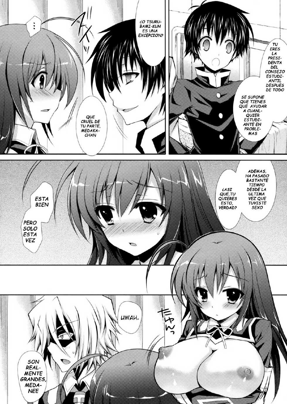 (C83) [Sugar*Berry*Syrup (Kuroe)] Medaka-chan Sakunyuu 4 ~Kumagawa-kun ni Aka-san mo Ryoujoku Sarechau Hon~ | Medaka-chan Sakunyuu 4 - Kumagawa-kun viola a Aka-san (Medaka Box) [Spanish] [axulllll] - Page 8