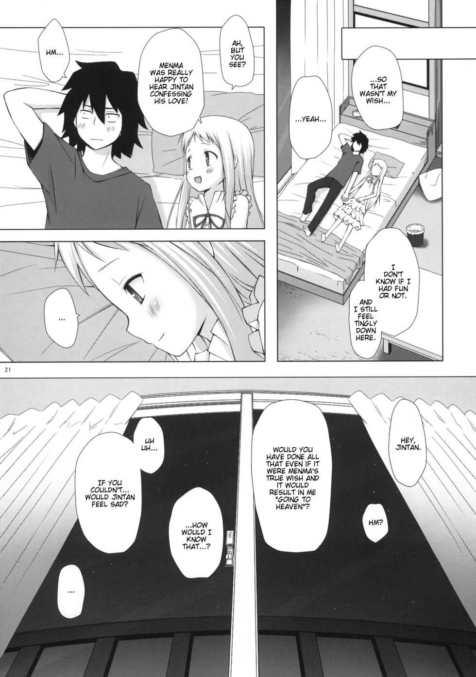 (C80) [Noraneko-no-Tama (Yukino Minato)] Douka Shiteru Mitai | There Must be Something Wrong With Me (Ano Hi Mita Hana no Namae wo Bokutachi wa Mada Shiranai) [English] [Hot Cocoa] - Page 20