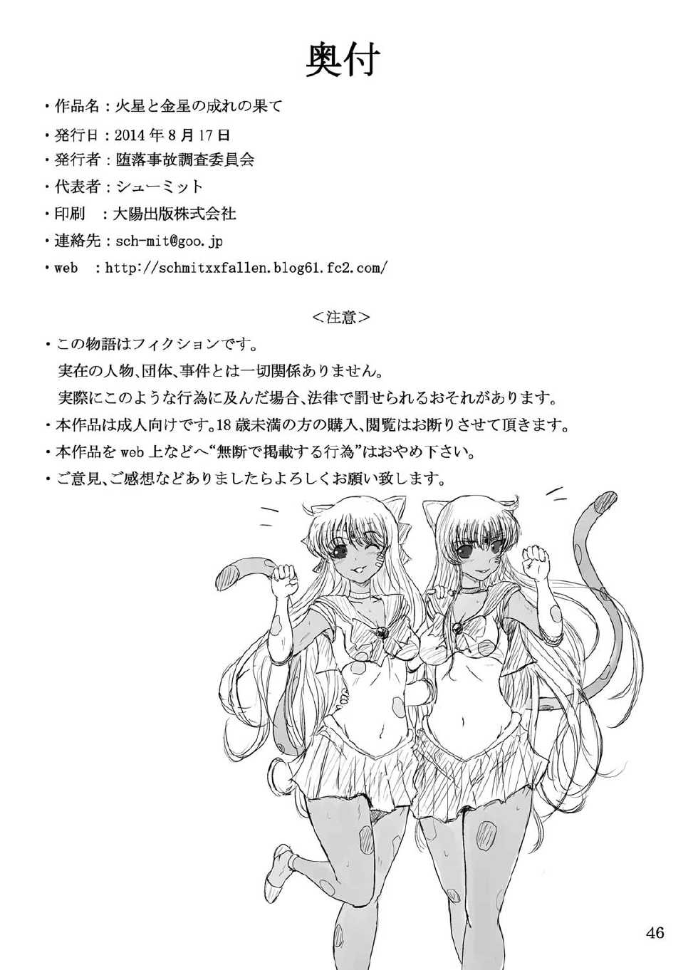 [Daraku Jiko Chousa Iinkai (Sch-mit)] Kasei to Kinsei no Nare no Hate (Bishoujo Senshi Sailor Moon) [Digital] - Page 24