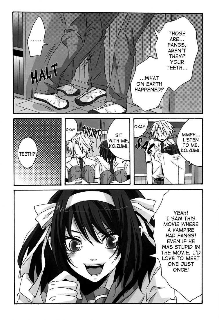 [Zerohaku (Fuji Mako)] Oi! Koizumi Kamasero | Hey! Koizumi, Let Me Bite You! (The Melancholy of Haruhi Suzumiya) [English] [Lady Phantomhive] - Page 6