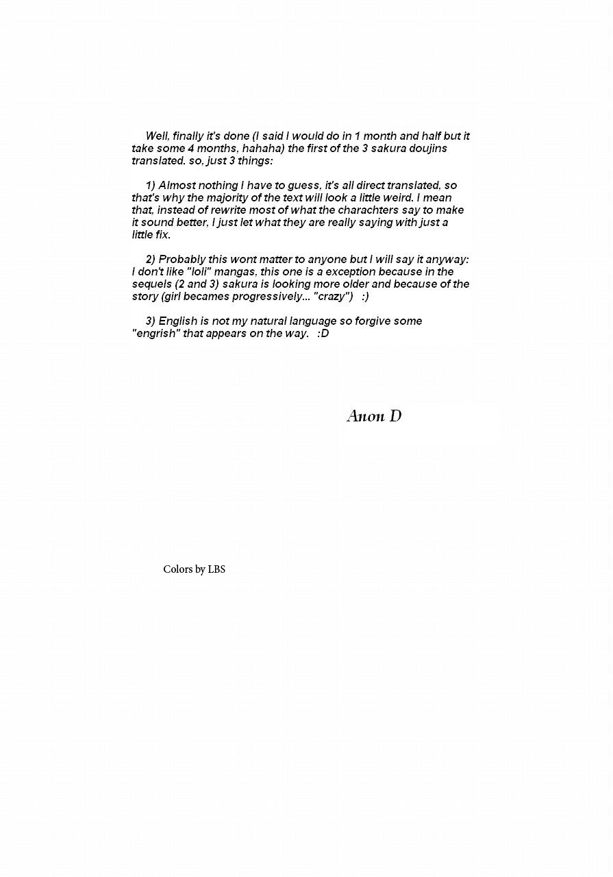 (C66) [BBB-Extra (Chuushin Kuranosuke)] Sakura-chan ga Taihen na Koto ni Nacchau Hon. (Sakura-chan's Amazing Adventure Book 1) (Cardcaptor Sakura) [English] [Anon D] [Colorized] - Page 2