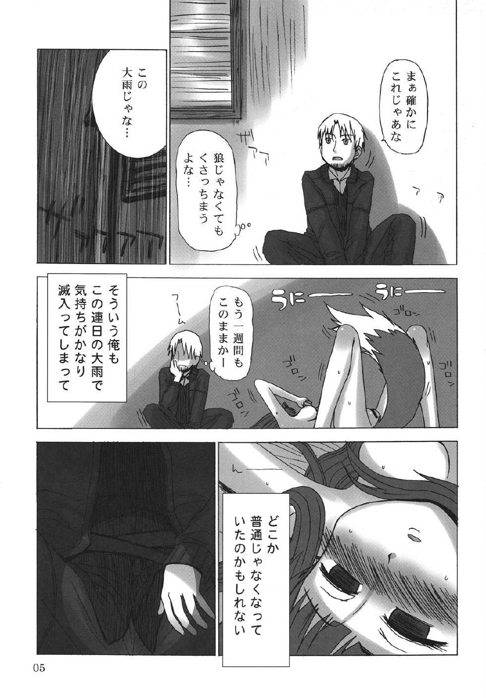 (COMIC1☆2) [Sanada Jirushi (Sanada)] Haretara Mangetsu to Chaimasunon? (Spice and Wolf) - Page 4