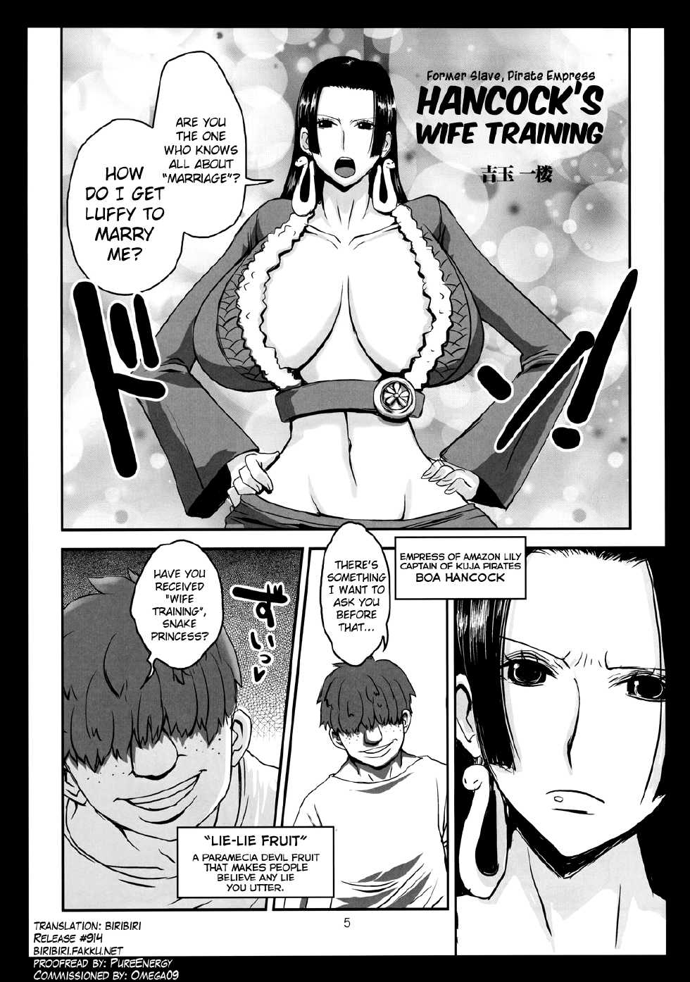 (C78) [8graphica (Yoshitama Ichirou)] Metabolism-H Moto Dorei Kaizoku Jotei Hancock no Hanayome Shiyugyou (One Piece) [English] [biribiri] - Page 4