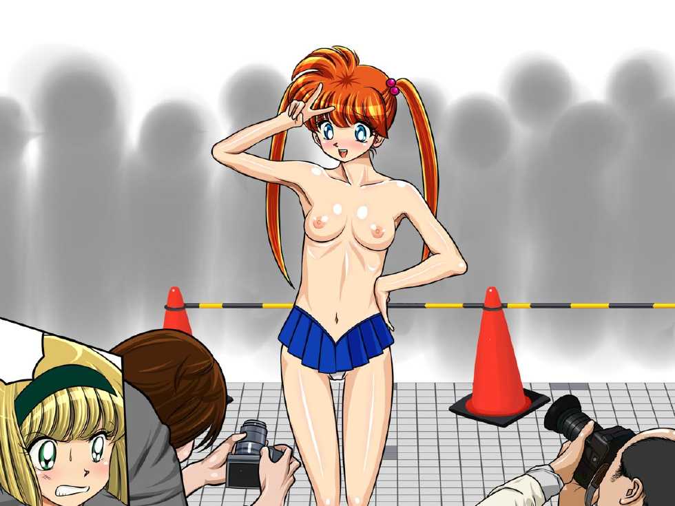 [SOFT ON OMANKO] Cosplay Kaijou de Chuumoku o Atsumeyou to Escalate Shita Cosplayer ga Oozei no Kameko no Mae de Nama Strip Zenra Satsueikai! Manaita Show made!? Mohaya Yagai Roshutsu AV! (Hell Teacher Nube) - Page 38