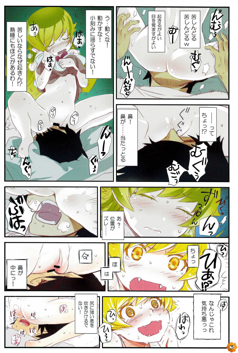 (C84) [Bloody Okojo (Akutagawa Manbou)] [Kaii no Shiwaza Jaro?] (Bakemonogatari) - Page 3