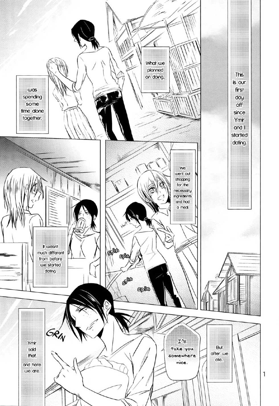 (C86) [Komorebitei (Sora)] Hatsutaiken. | Their First Time (Shingeki no Kyojin) [English] [Yuri-ism] - Page 2