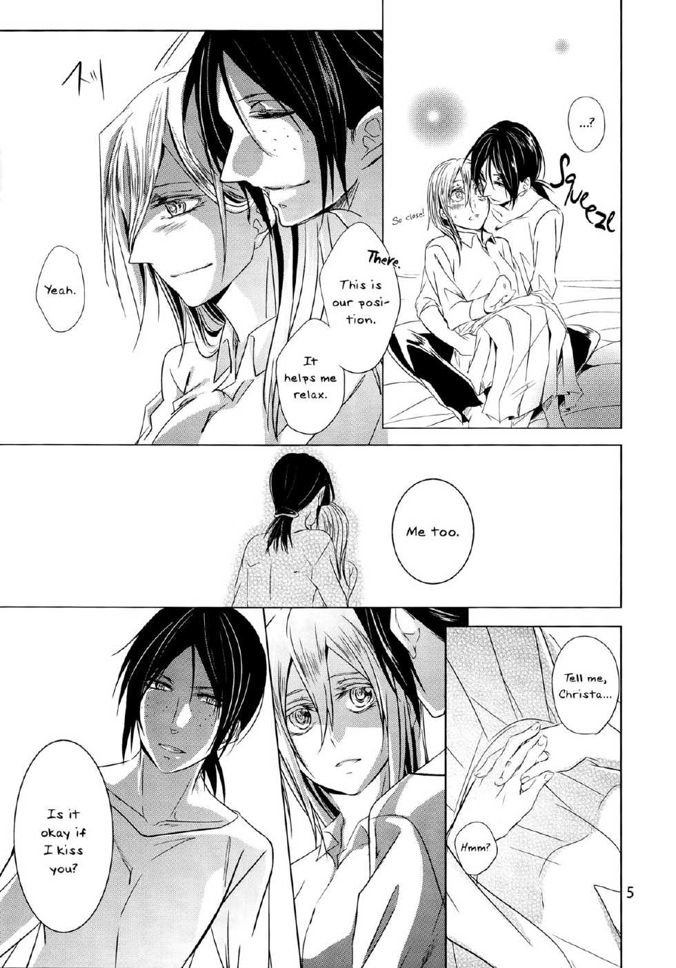 (C86) [Komorebitei (Sora)] Hatsutaiken. | Their First Time (Shingeki no Kyojin) [English] [Yuri-ism] - Page 6