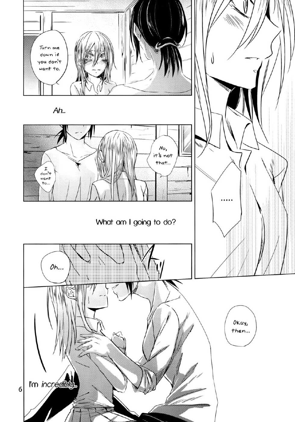 (C86) [Komorebitei (Sora)] Hatsutaiken. | Their First Time (Shingeki no Kyojin) [English] [Yuri-ism] - Page 7