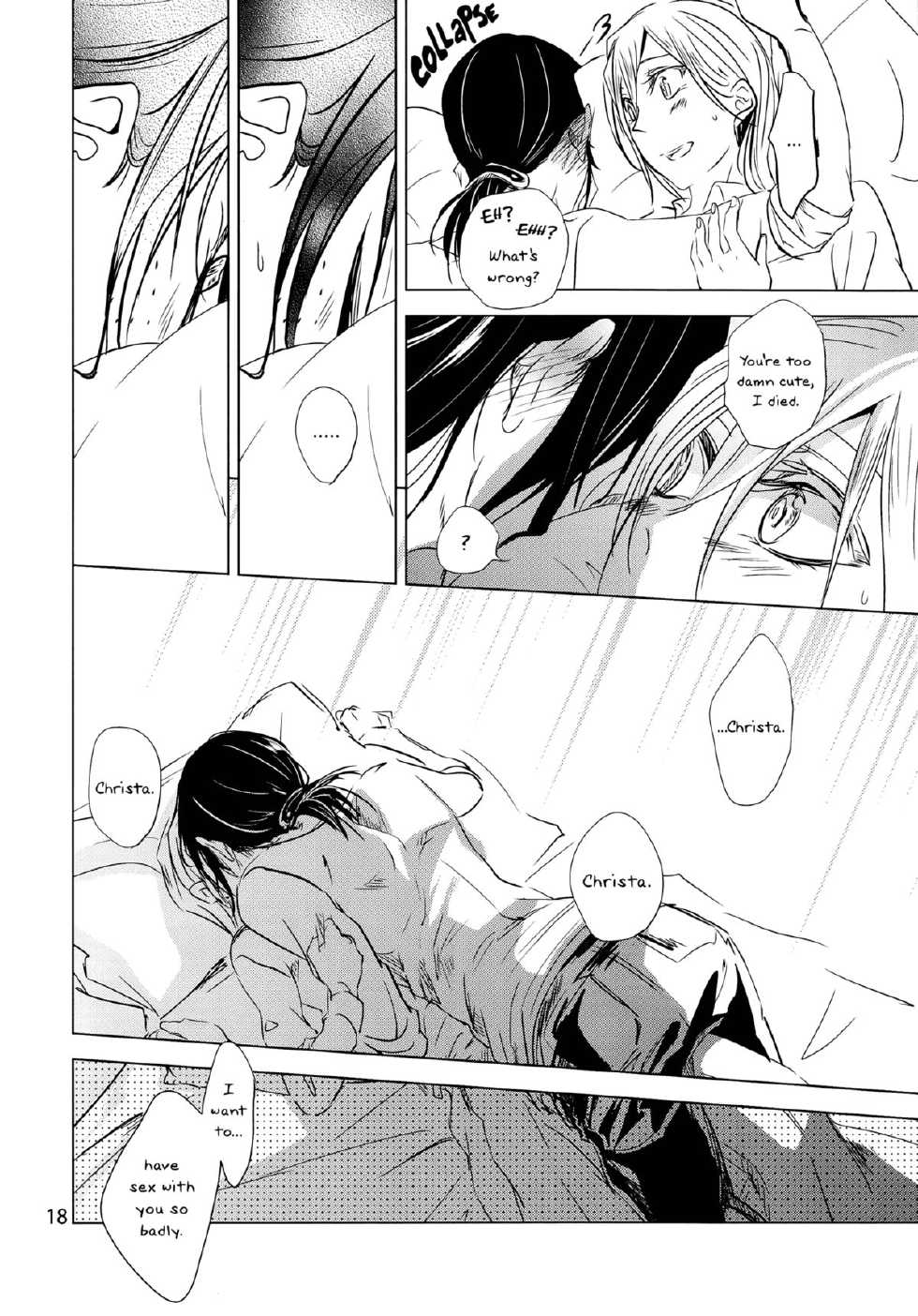 (C86) [Komorebitei (Sora)] Hatsutaiken. | Their First Time (Shingeki no Kyojin) [English] [Yuri-ism] - Page 19