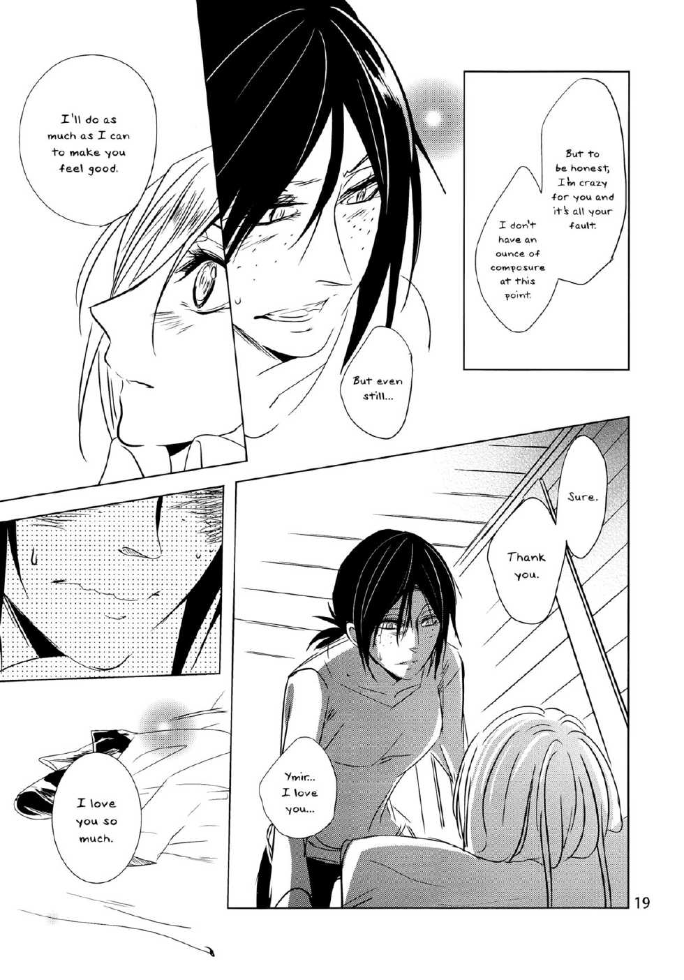 (C86) [Komorebitei (Sora)] Hatsutaiken. | Their First Time (Shingeki no Kyojin) [English] [Yuri-ism] - Page 20