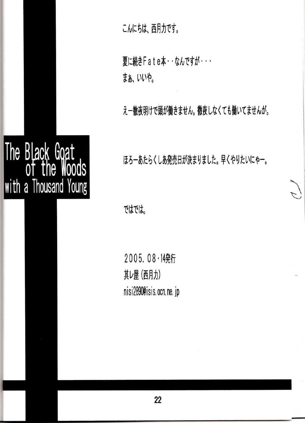 (C68) [Soreya (Nishitsuki Tsutomu)] The Black Goat of the Woods with a Thousand Young (Fate/stay night) - Page 21