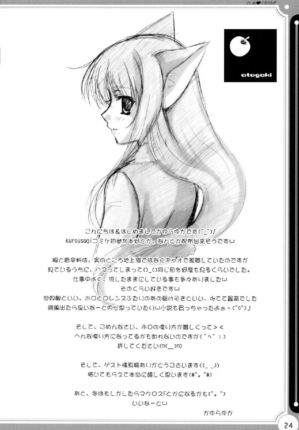 (C74) [kurousagi (Kayura Yuka, UTATA)] Dear Kuro Usagi (Spice and Wolf) - Page 23