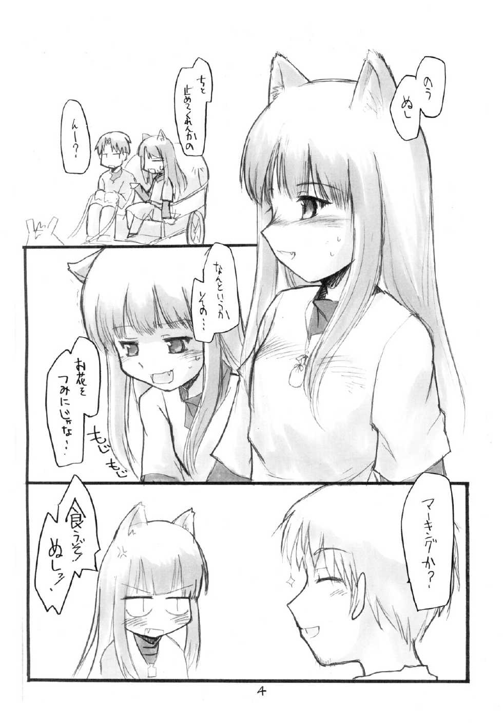 (Noiji Maniacs 2) [Yukai Ehon (Sue)] Ookami-san no Ohikkoshi (Spice and Wolf) - Page 5