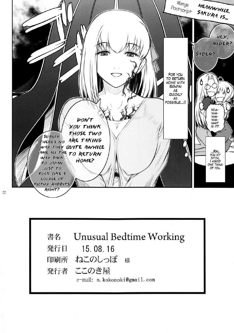 (C88) [Kokonokiya (Kokonoki Nao)] Unusual Bedtime Working (Fate/stay night) [English] [Sydin] - Page 22