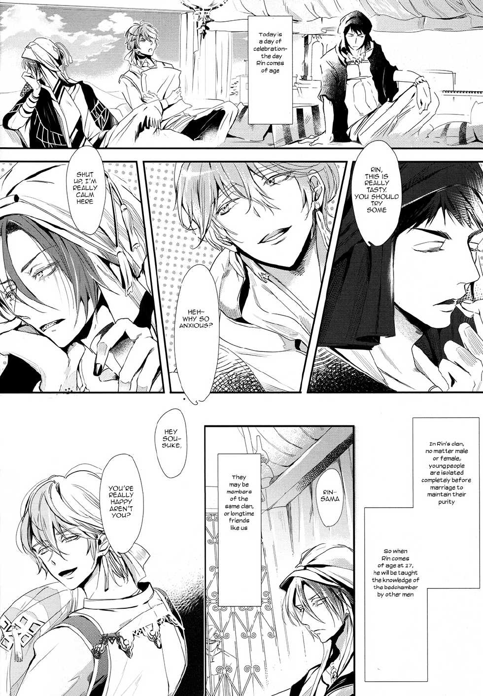(SPARK9) [Kiseiya (Seina Anji)] Sannin Renai. | Three-way Romance. (Free!) [English] [Carrot-Bunny] - Page 5