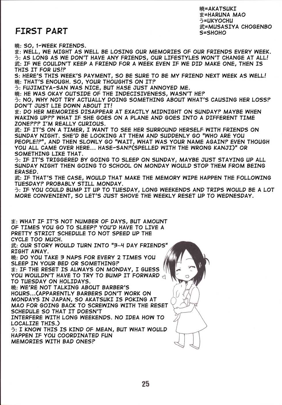 [Shinohara Heavy Industry (Haruna Mao, Ukyouchu, Musasiya Chogenbo)] Isshuukan Friex. - ONE WEEK FRIEX. (One Week Friends) [English] {Hennojin} [Digital] - Page 24