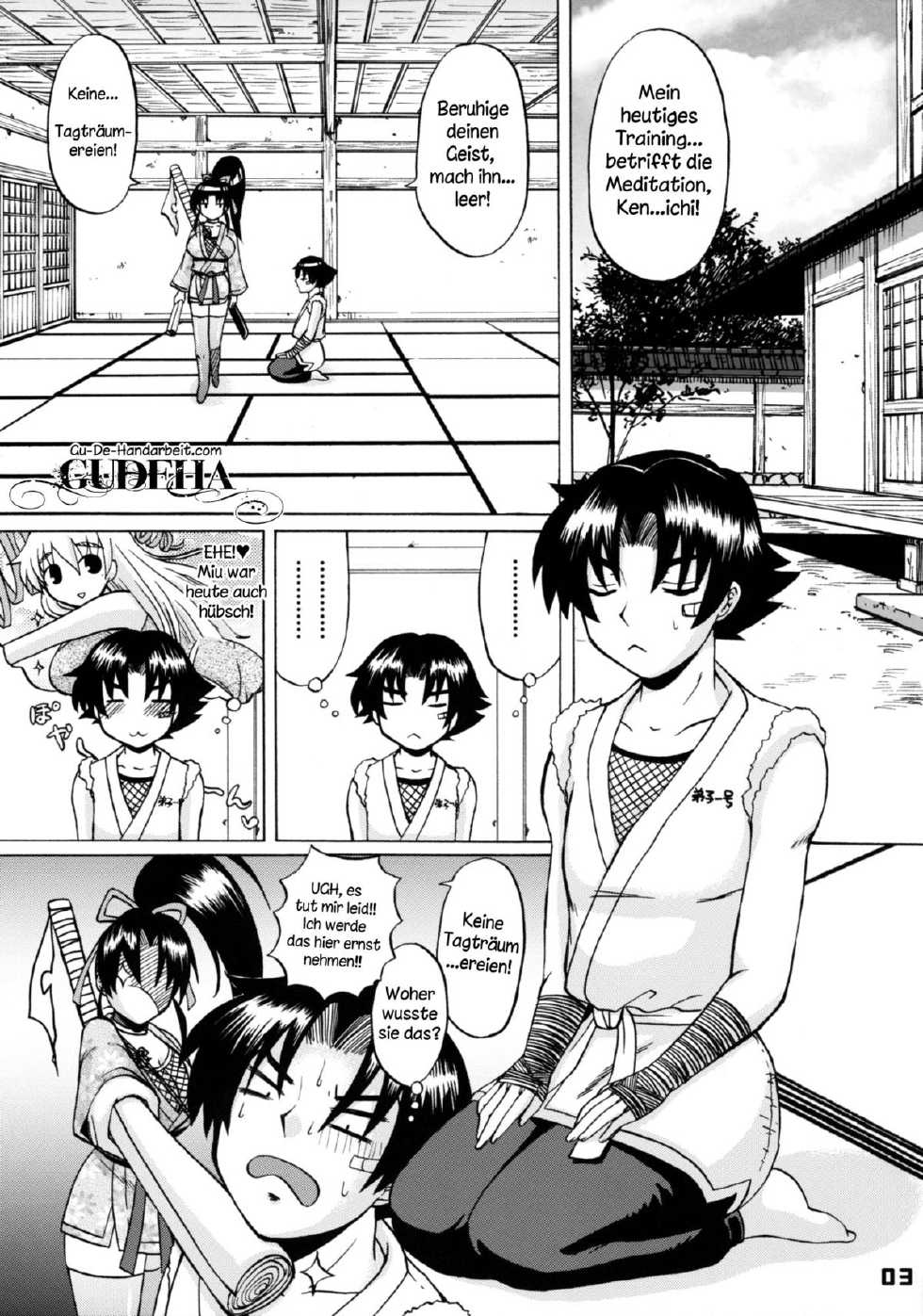 (SC32) [HONEY BUMP (Nakatsugawa Minoru)] Shijou Saikyou no Deshi no Shishou Shigure (History's Strongest Disciple Kenichi) [German] {Lyteral} - Page 2