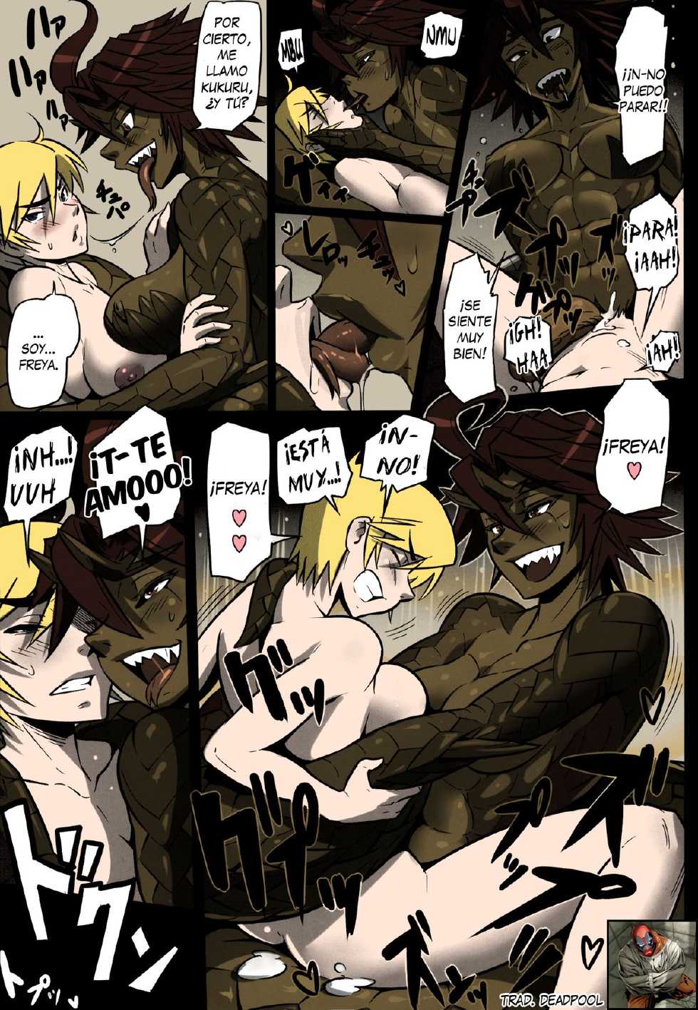 (COMITIA104) [Hyakki Yakou (Mikoyan)] Uroko no Kazu dake Aishite Ageru! | ¡Te querré tanto como el número de escamas que tengo! (Hyakki Yakou Lv.2 Lizerds) [Spanish] [Deadpool] [Colorized] [Decensored] - Page 5