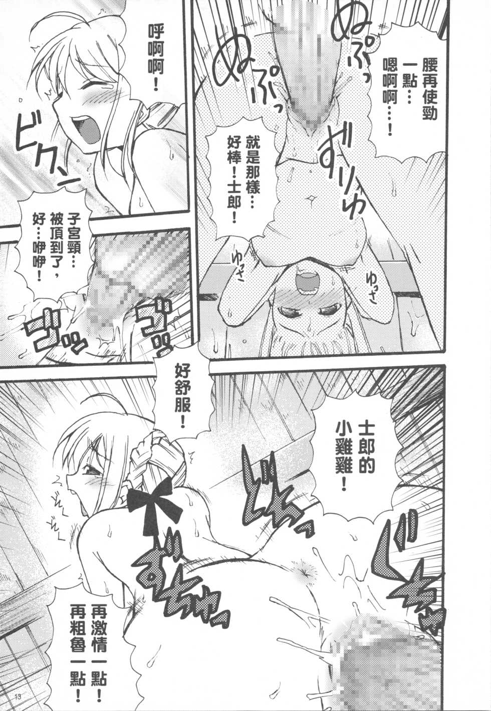 (C72) [Genshoku-Takesato-ya (Mimura Ryou, Takenoko Seijin)] Konjiki no Lion | 我們家的金獅子 (Fate/hollow ataraxia) [Chinese] - Page 13