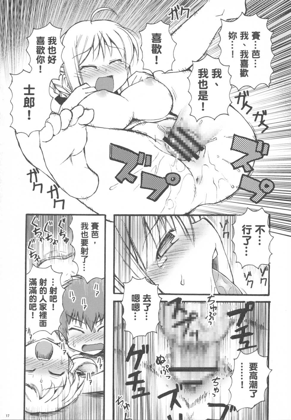 (C72) [Genshoku-Takesato-ya (Mimura Ryou, Takenoko Seijin)] Konjiki no Lion | 我們家的金獅子 (Fate/hollow ataraxia) [Chinese] - Page 17