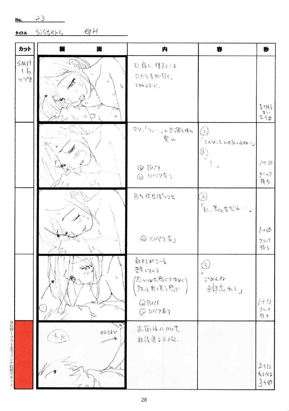 (C89) [Makino Jimusho (Taki Minashika)] SISTERS -Natsu no Saigo no Hi- H Scene All Part Storyboard (SISTERS -Natsu no Saigo no Hi-) - Page 28