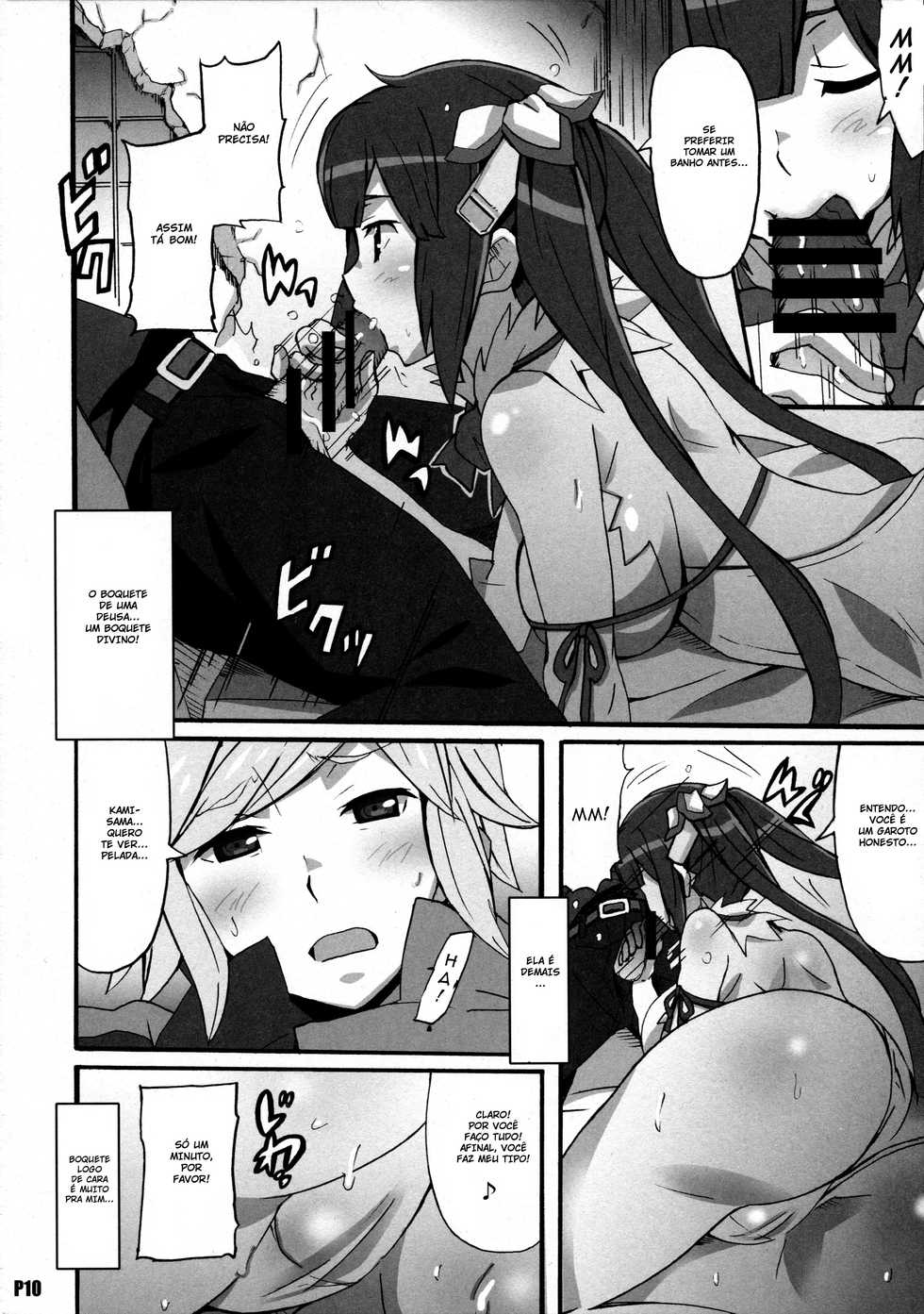 (SC2015 Summer) [Hacchakesou (PONPON)] Tokumei no Megami-tachi - GODDESS OF ANONYMOUS (Dungeon ni Deai o Motomeru no wa Machigatteiru Darou ka) [Portuguese-BR] [HentaiDarking] - Page 9