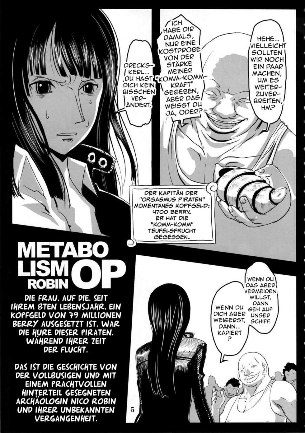 (C78) [8graphica (Yoshitama Ichirou)] Metabolism OP Kyonyuu Kyoshiri Shoufu Nico Robin no Keshi Tai Kako (One Piece) [German] [SchmidtSST] - Page 4
