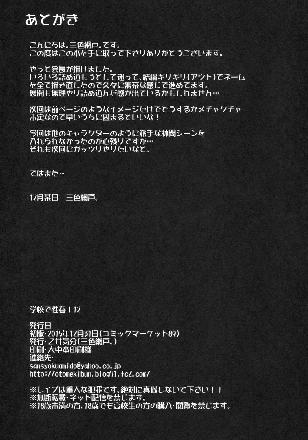 (C89) [OTOMEKIBUN (Sansyoku Amido.)] Gakkou de Seishun! 12 [Korean] - Page 33