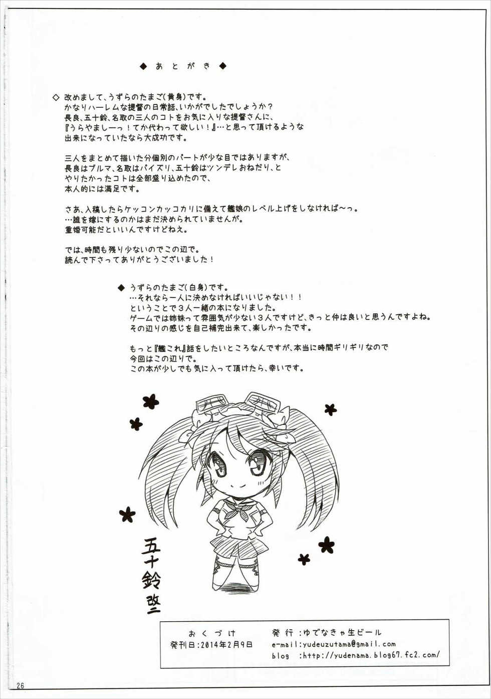 (SC62) [Yudenakya Nama-Beer (Uzura no Tamago)] Nagaragata! (Kantai Collection -KanColle-) - Page 25