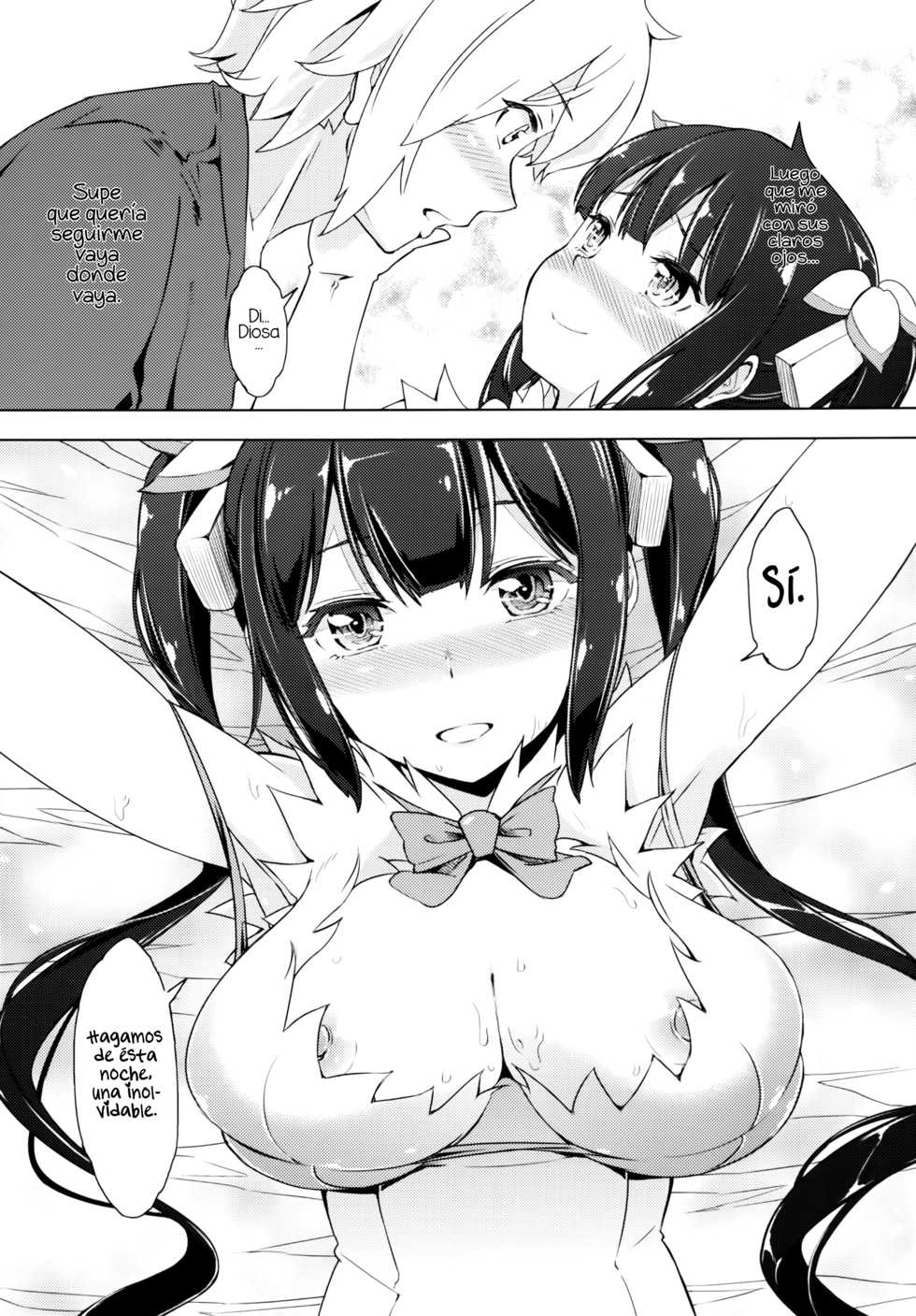 [SMUGGLER (Kazuwo Daisuke)] Kami-sama to Icha Love SEX suru no wa Machigatteiru Darou ka (Dungeon ni Deai o Motomeru no wa Machigatteiru Darou ka) [Spanish] [H-E] [Digital] - Page 11