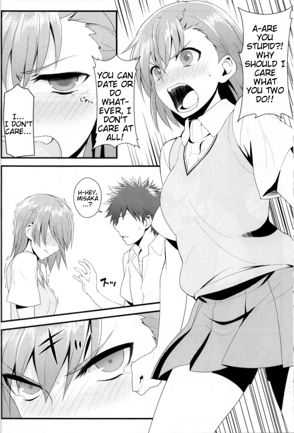 (C84) [Juujigen (AKANAGI)] Tatoeba Shokuhou-san ga Kamijou-san to Chucchu Shitari Suru Sonna Sekai ga Moshi Aru tosureba. (Toaru Kagaku no Railgun) [English] [Tigoris Translates] - Page 5