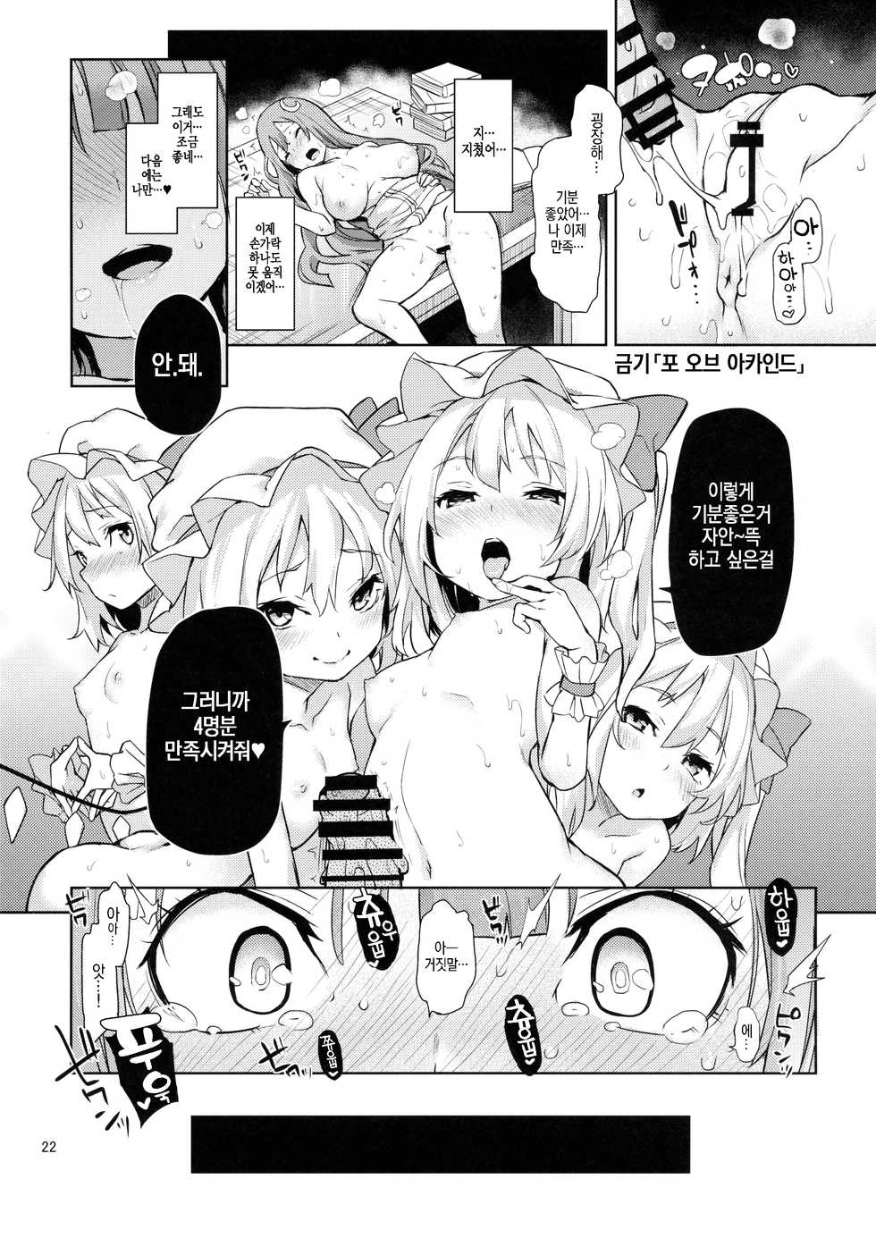 (Reitaisai 13) [Anmitsuyomogitei (Michiking)] Osewa Shinaide Flan Onee-chan! (Touhou Project) [Korean] [느와카나] - Page 22