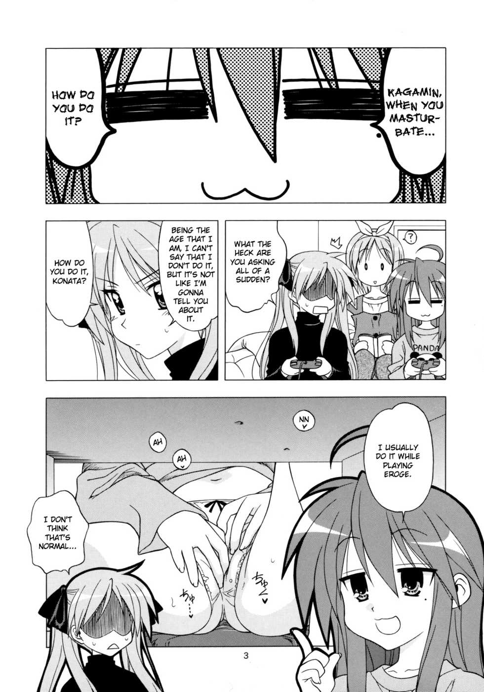 (C73) [Geiwamiwosukuu!! (Karura Syou, Tachi Tsubaki)] Choco-Cornet Mou Ikko. (Lucky Star) [English] [StolenTranslations] - Page 2