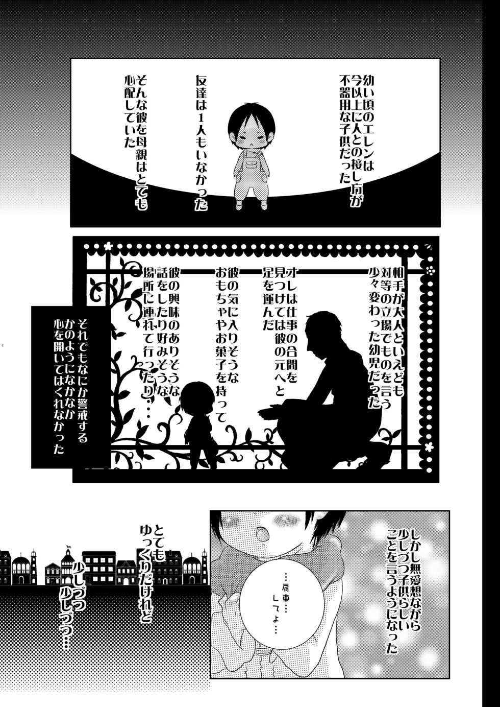 (SUPER23) [Strawberry (Ichigo)] Tousan ni wa Naisho ni Shitete (Shingeki no Kyojin) - Page 4