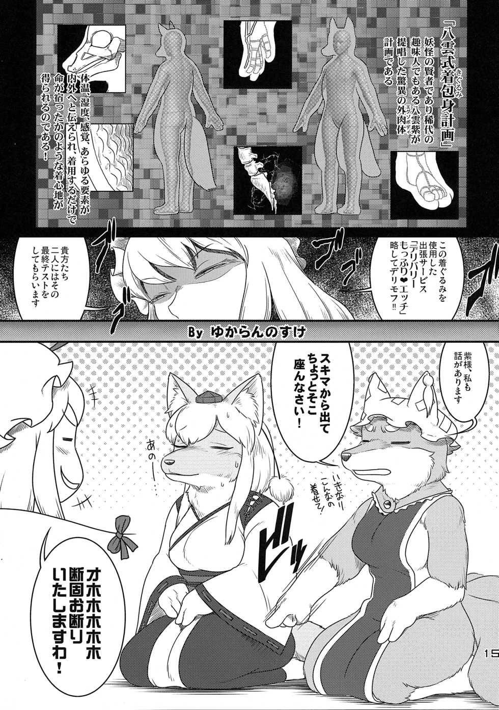 (Shuuki Reitaisai 2) [Kitsunenomori (Ebiwantan, Yukaran Nosuke, NFFFF)] DeliMofu 2 (Touhou Project) - Page 14