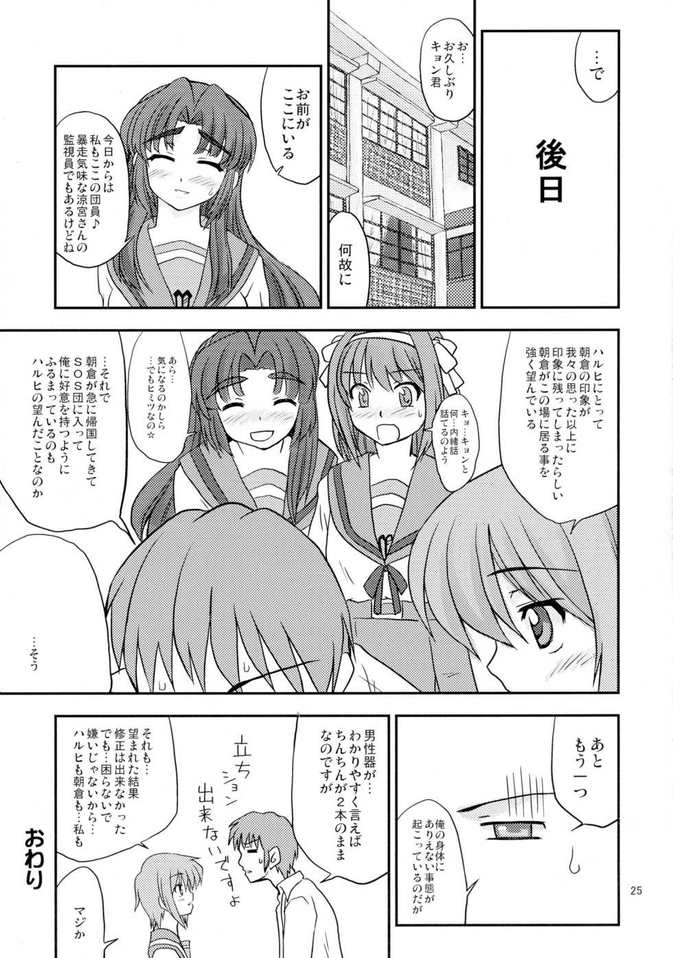 (C74) [Nanamoya (Nanamo)] Asakura-san ni Iyarashii Koto osareru Hon (Suzumiya Haruhi no Yuuutsu) - Page 25