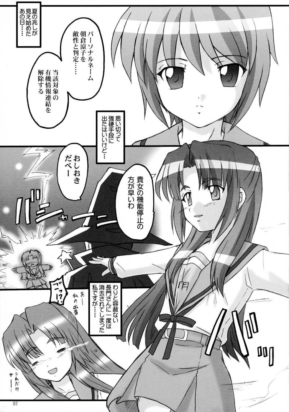 (Mudanano) [Chi-Ra-Rhyzhm (Hidaka Toworu, Mutsuki Hiiro, Shiigetsu Yuu)] Asakura Dou Deshou (Suzumiya Haruhi no Yuuutsu) - Page 7