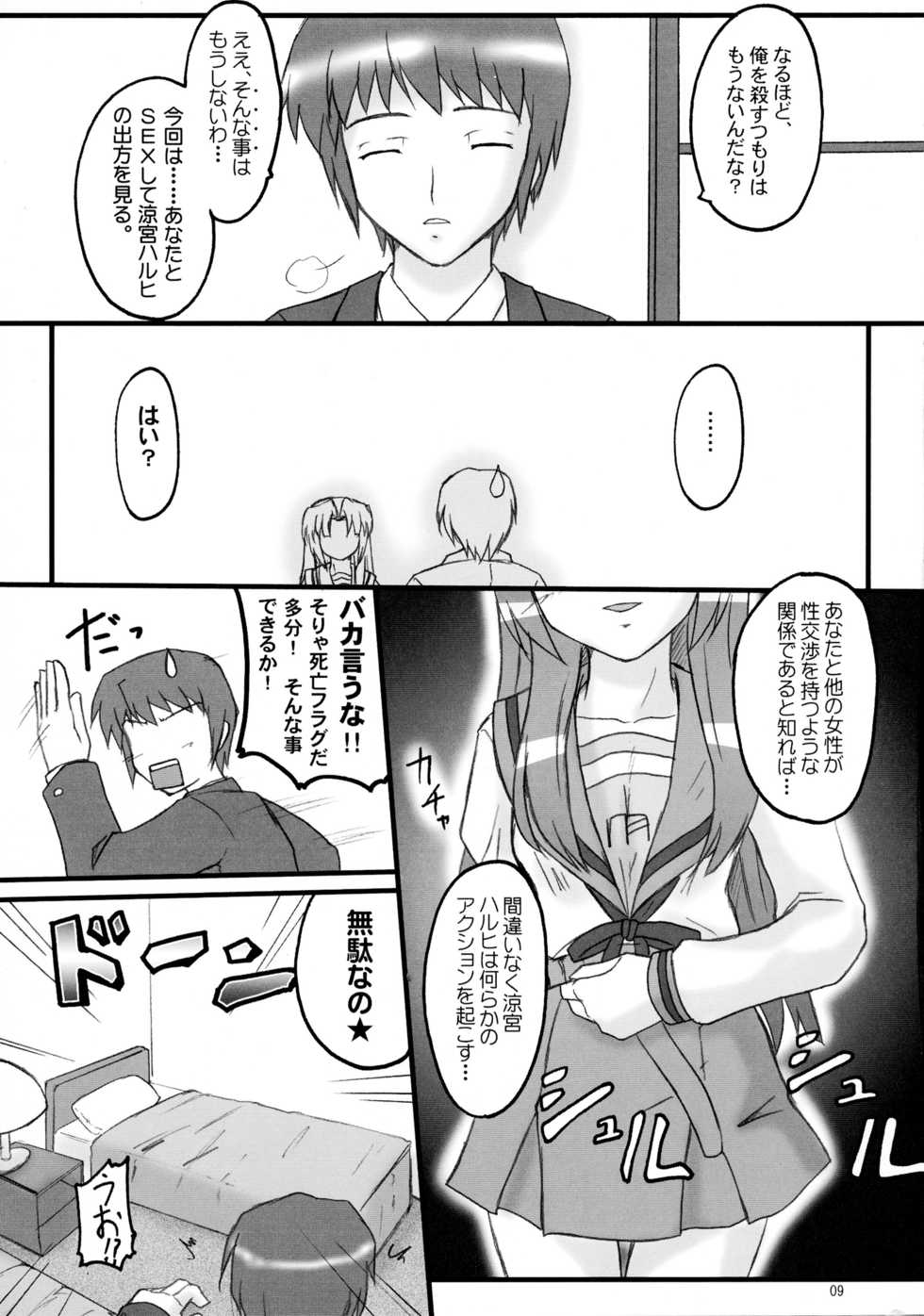 (Mudanano) [Chi-Ra-Rhyzhm (Hidaka Toworu, Mutsuki Hiiro, Shiigetsu Yuu)] Asakura Dou Deshou (Suzumiya Haruhi no Yuuutsu) - Page 9