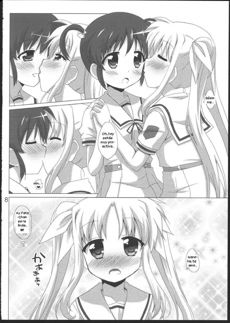 (C83) [Goberazzo (Mukaibi Aoi)] Onnanoko Doushi dakedo Ai sae Areba Kankeinai yo ne (Mahou Shoujo Lyrical Nanoha) [Spanish] [Nekomi Fansub] - Page 7